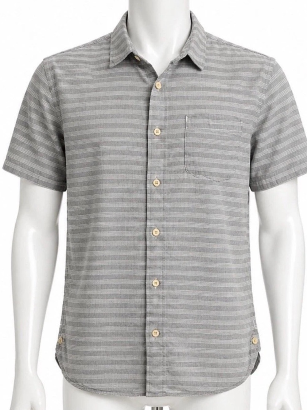 Outerknown Organic Cotton Button Up Shirt Mens M Gray Stripe